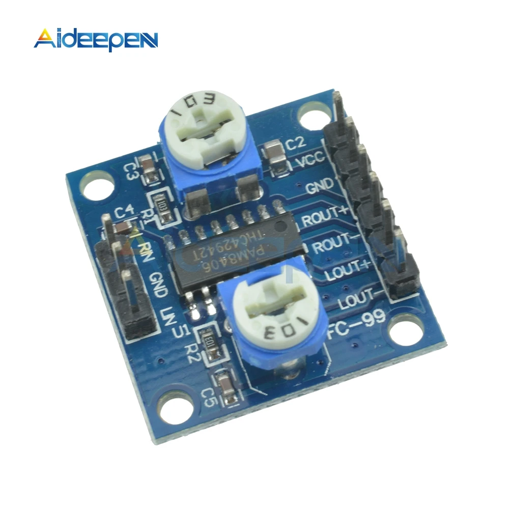 

PAM8406 Digital Amplifier Board With Volume Potentiometer 5Wx2 Stereo