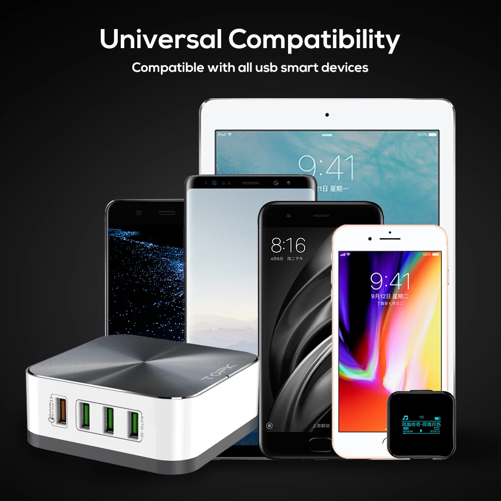 TOPK 50 Вт Quick Charge 3 0 USB зарядное устройство 8 портов Мобильный телефон настольное