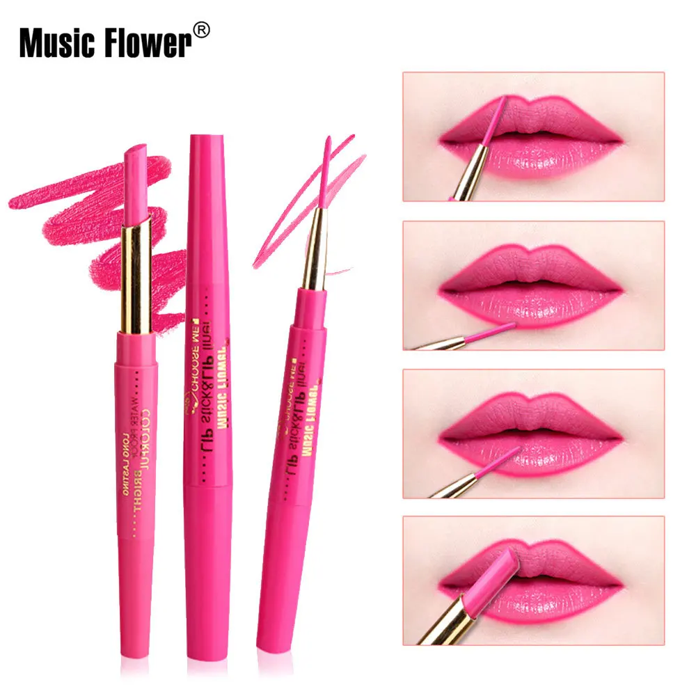 

12 color lipstick rotatable double head moisturizing lip liner lipstick lip makeup