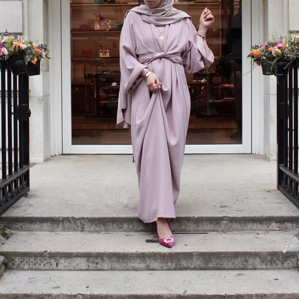 Модная мусульманская абайя длинные платья кардиган хиджаб кимоно длинный халат платья свободные Vestidos Ближний Восток Рамадан исламский бандаж