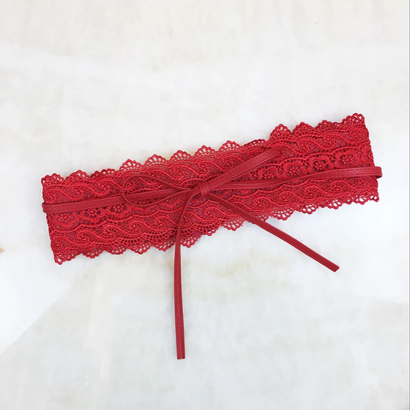 B&N Spring Elegant Solid Women Lady's Fashion Soft Lace Wide Belt Self Tie Wrap Around Waist Band For Women Wedding Dress Up85985