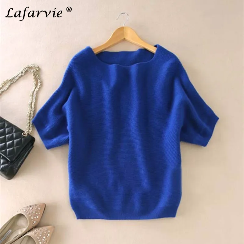 Lafarvie Hot Sale Quality Casual Cashmere Blended Slash Neck Half Sleeve Loose Cashmere Sweater Knit Wonen Pullover 6Color S-XL Lafarvie Hot Sale Quality Casual Cashmere Blended Slash Neck Half Sleeve Loose Cashmere Sweater Knit Wonen Pullover 6Color S-XL