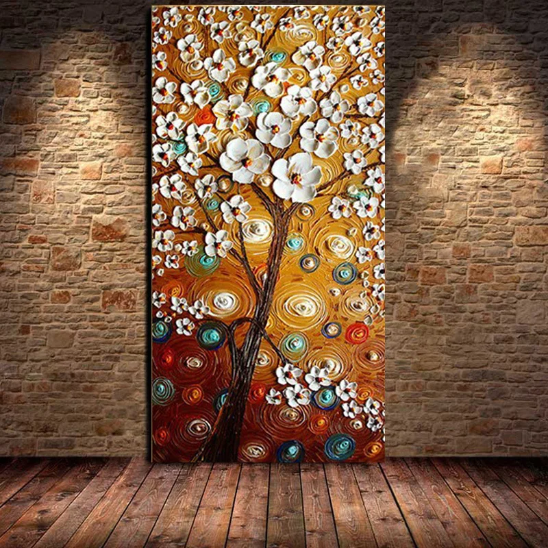 

Hot Sale Flower Abstract Oil Painting Knife painting On Canvas Painting Canvas Wall Art Picture Home Decorative