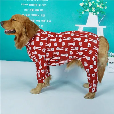 Золотистый ретривер собака пальто для больших собак теплая одежда для собак Одежда мягкий хлопок комбинезон для животных Кролик печать Abrigo Perro - Цвет: Red dog coat