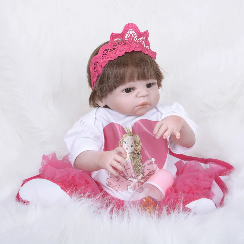 

22" 55cm Full Body Silicone Reborns Curls Hair Sunshine Angel Silicone Newborn Baby Reborn Baby Dolls Kid's Toy XMAS Gift