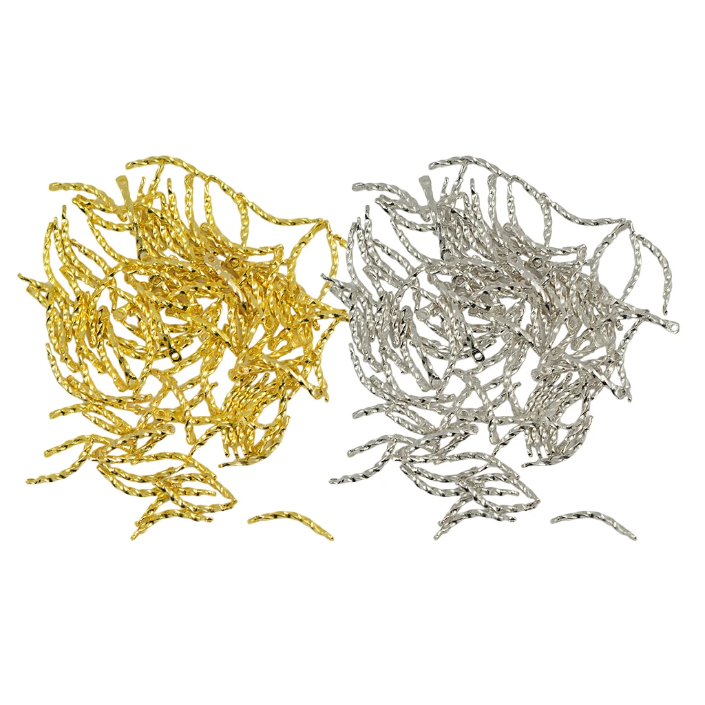 200Pcs Brass Curved Twist Bar Connector Jewelry Making Findings White K