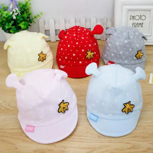

Infant Newborn Baby Boy Girl Summer Hats Striped Soft Cotton Eaves Baseball Cap Sun Hat Beret Sunhat