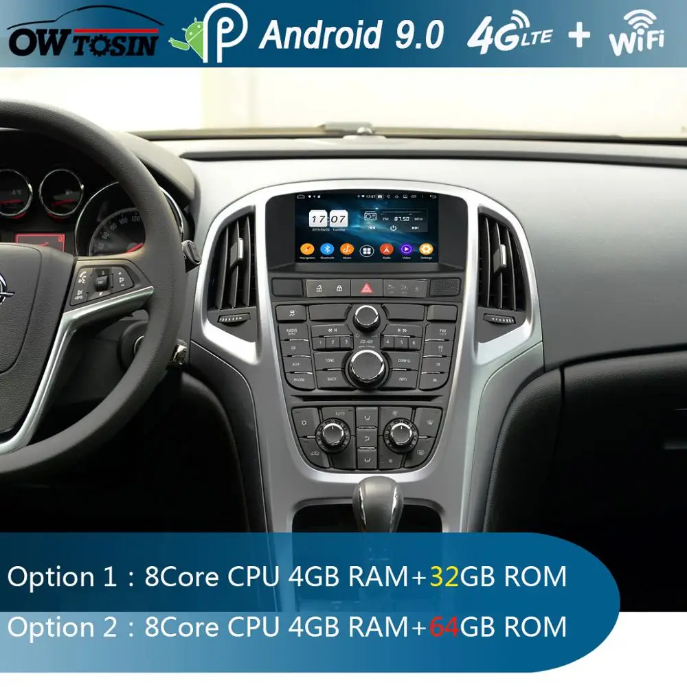 Excellent 7" IPS 1920*1080 8 Core 4G RAM+64G ROM Android 9.0 Car DVD Player For Opel Astra J 2010 2011 2012 2013 CarPlay Parrot BT Radio 1