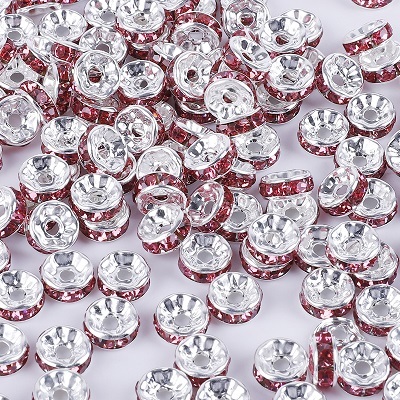 6mm Gold Silver Color Crystal Beads Rhinestone Rondelles Loose Spacer Beads for Jewelry Making DIY Bracelet