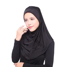 Мусульманский стиль ледяной шелк мягкий исламский хиджаб смешанные цвета большой размер модные шарфы с принтом шали