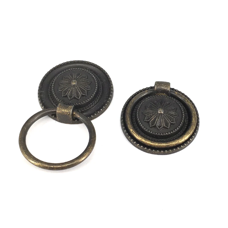 20PCS 30mm Antique Bronze Diecast Daisy Ring Pull Kitchen ...