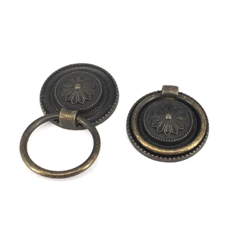

20PCS 30mm Antique Bronze Diecast Daisy Ring Pull Kitchen Cabinet Knob Drawer Pull European Furniture Cupboard Handle Knob
