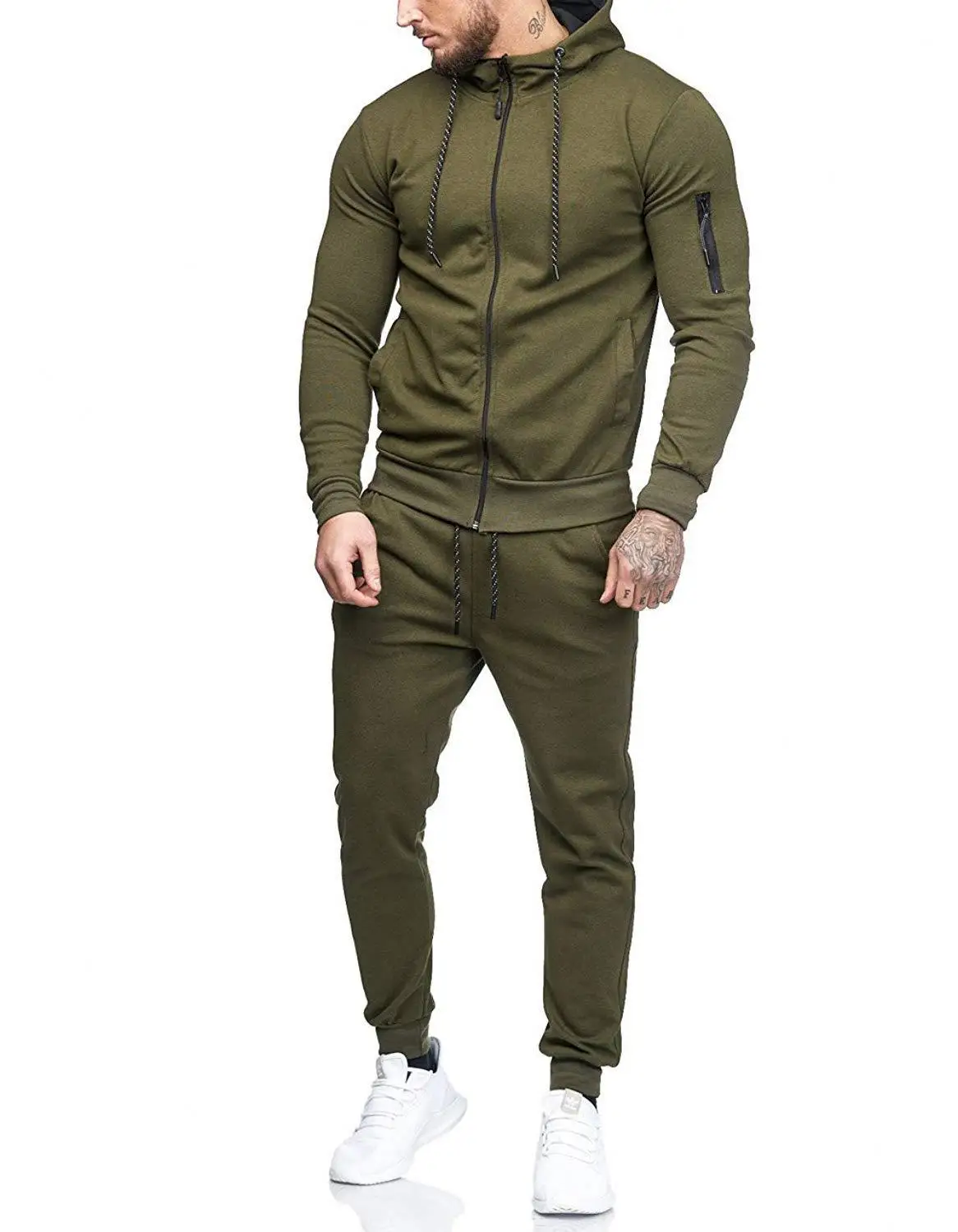 

ZOGAA Zipper Tracksuit Men Set Sporting Two Pieces Sweatsuit Mens Clothes Printed Hooded Hoodies Jacket + Pants Track Suit Male