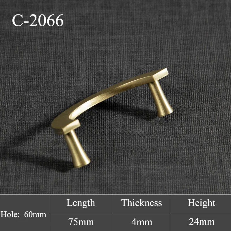 Semi-circular Brass Knob/Handle Chinese Style Cabinet/Bookcase Handles Drawer Pull Golden Furniture Handle - Цвет: C-2066-B-S-60