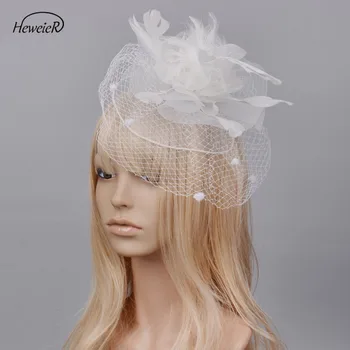 

Women Lady Girl Fashion White Color Net Mesh Birdcage Veil Fascinators Hats Hair Clips Headdress Headwear Party Accessories