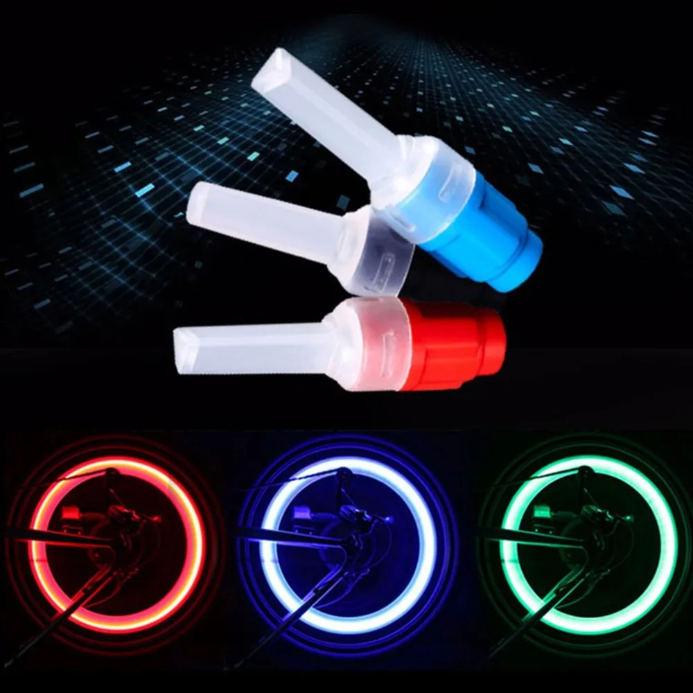 2x Cycling Safety Lamp Bike Bicycle Wheel Tire Valve Cap Spoke Neon LED Lights