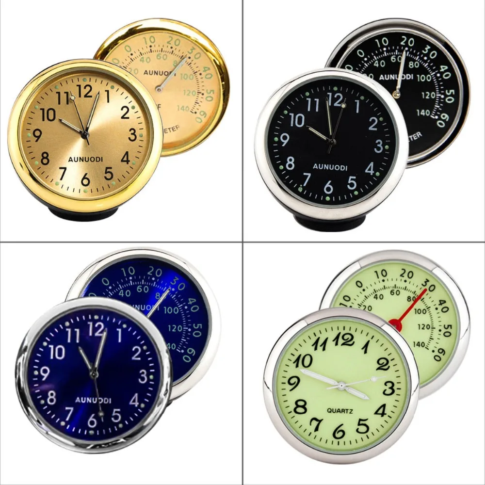 

Luminous Car SUV Mechanics Quartz Clock Digital Pointer for Car Auto Time Watch Digital clock Thermometer Black Blue Gold Green