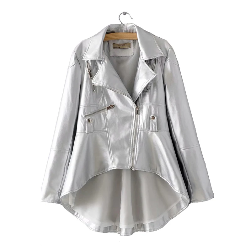 

Spring Jacket Hot Jackets For Women Spring 2019 Leather Jacket Large Turn-Down Collar Sashes Ruffled Lace Leather Leather Coat