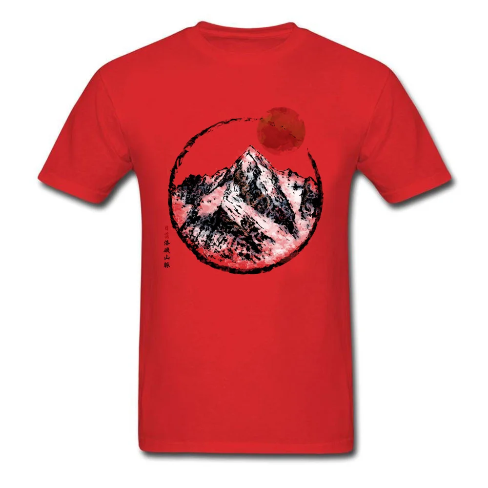 Short Sleeve Tees Crewneck Cotton Fabric Men Top T-shirts Sunset in Rocky Mountain 3D Printed Tees New Coming Drop Shipping Sunset in Rocky Mountain red