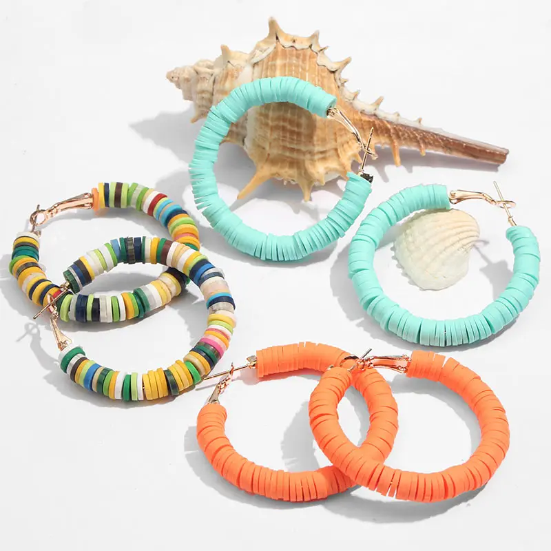 

Flatfoosie Fashion Big Resin Acrylic Hoop Earrings For Women Round Bohemian Vintage Handmade Large Loop Earrings Wedding Jewelry
