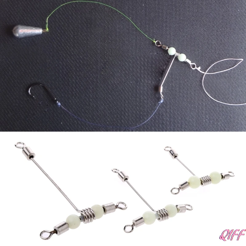 

Dropshipping 5Pcs Luminous Beads T-shape Cross-line Swivels Fishhook Fishing Connector Tackle APR28