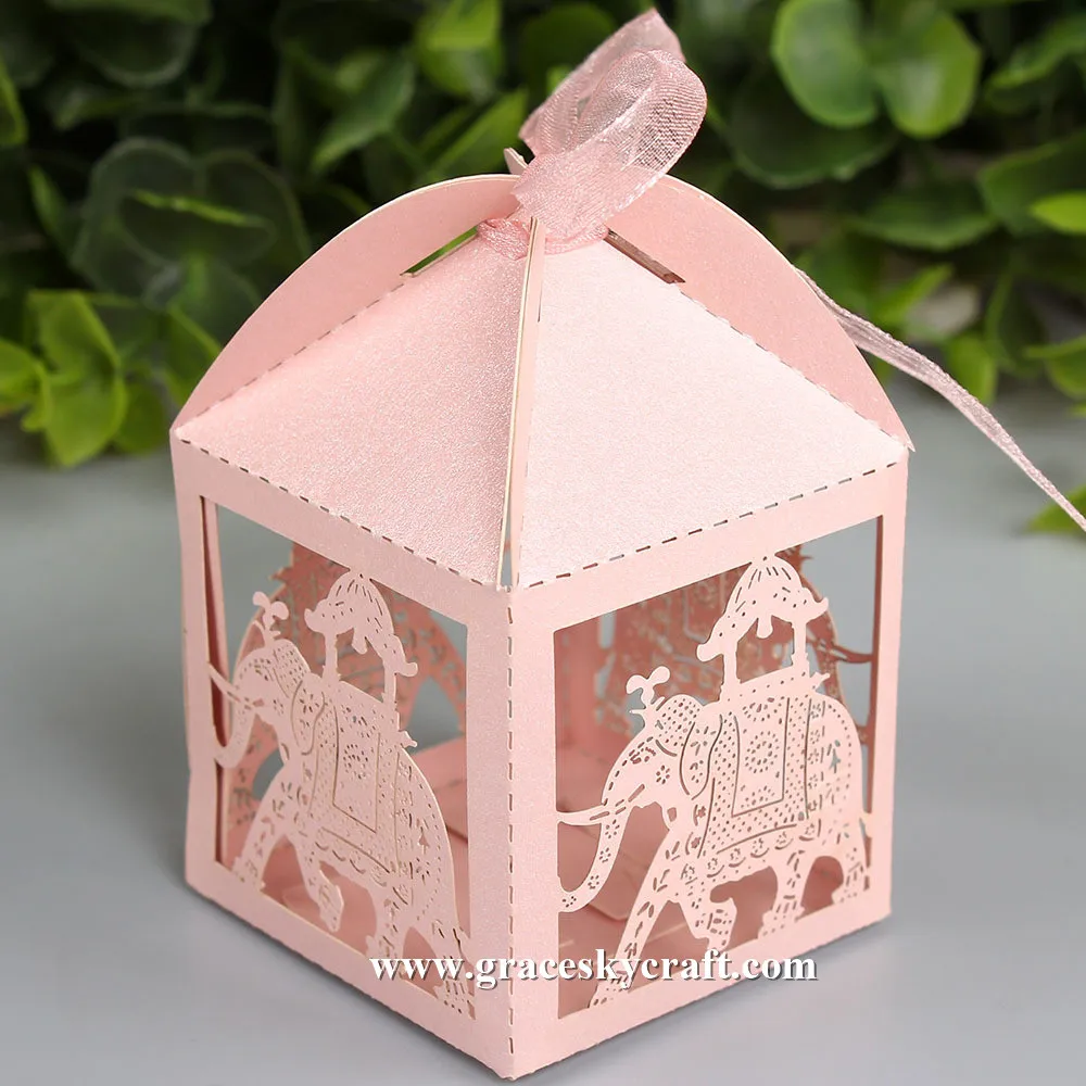 

50pcs/lot Free Shipping Laser Cut Indian Style Elephant design Wedding Candy Chocolate Boxes for Wedding Birthday Party supplies
