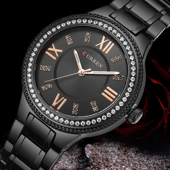 

CURREN Woman Watches Women Luxury Brand Quartz Black Ladies Women's Bracelet Wristwatch Waterproof Girl Watch Relogio Feminino