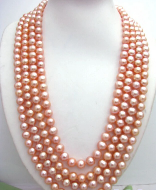 

FREE SHIPPING>>>@@ > 100"10mm round pink freshwater pearl necklace ^^^@^Noble style Natural Fine jewe &