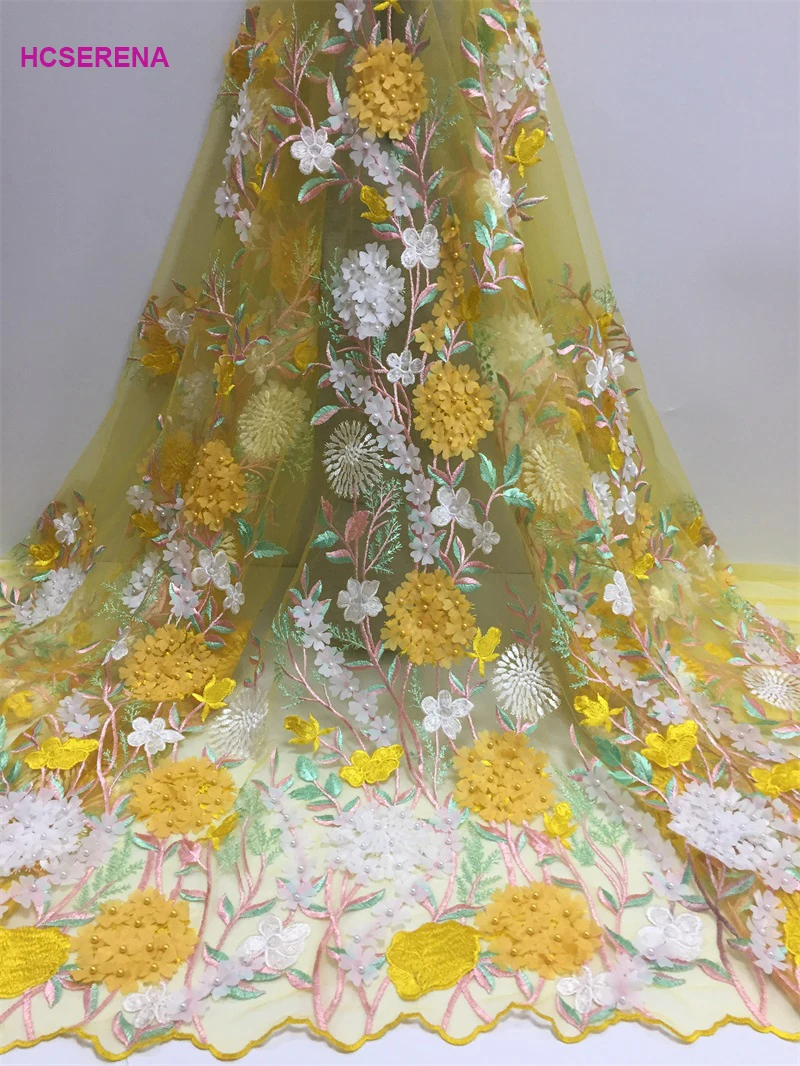 

2018 High Quality brown color African tulle lace fabric French tulle mesh Lace Fabric For wedding dress 5yards/lot free shipping