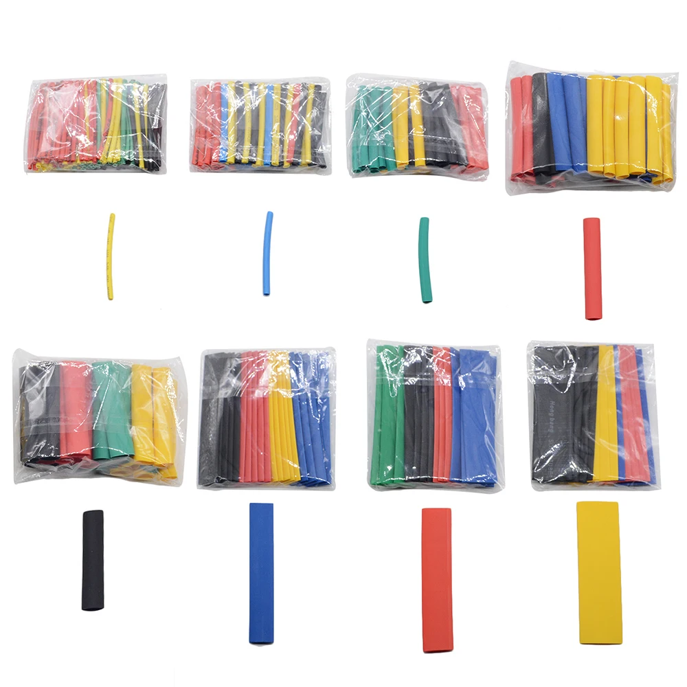 328PCS/Lot 5 Colors 8 Sizes Assorted 2:1 Flame-retardant Bagged Heat Shrink Tubing Kit