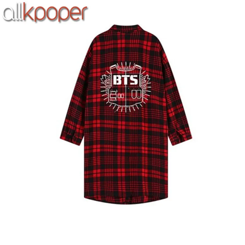 Allkpoper KPOP дважды рубашка twicecoaster три четверти рукав плед блузка dawon Da Хен|plaid blouse|blouse