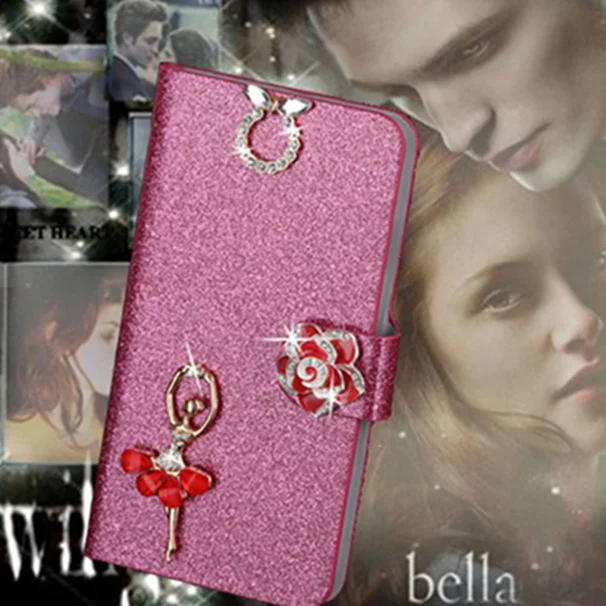 

Luxury PU Leather Wallet Case For Sony Xperia C4 Flip Cover Shining Crystal Bling Case with Card Slot & Bling Diamond