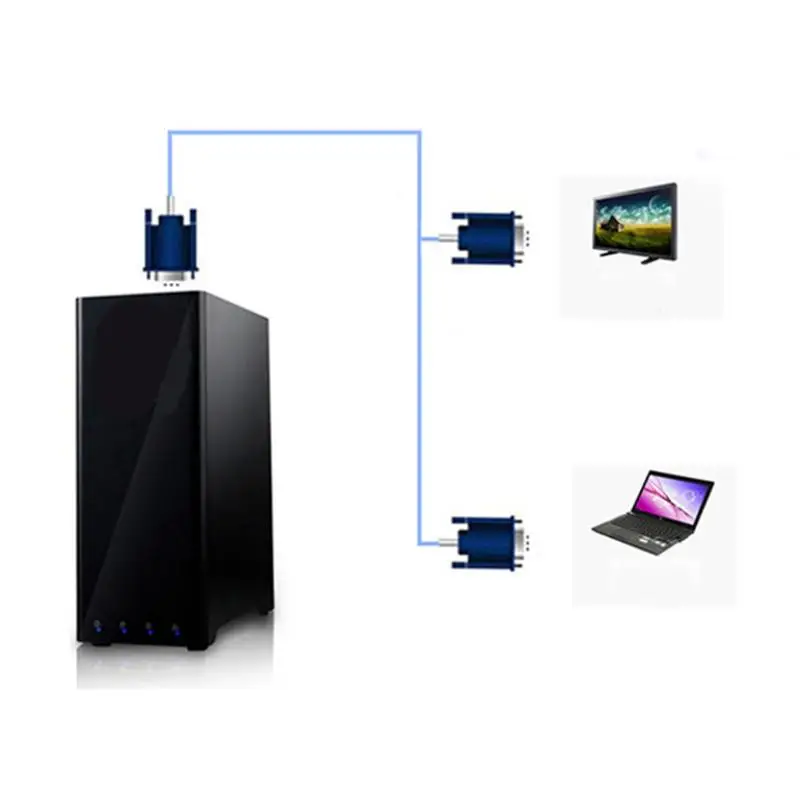 ALLOYSEED высокое качество разветвитель для кабеля VGA Dual 2 монитор 15 контактов два