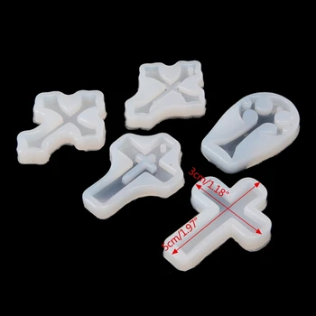 

5PCS Cross Silicone Resin Mold For Jewelry Making Casting Mould Craft DIY Tools