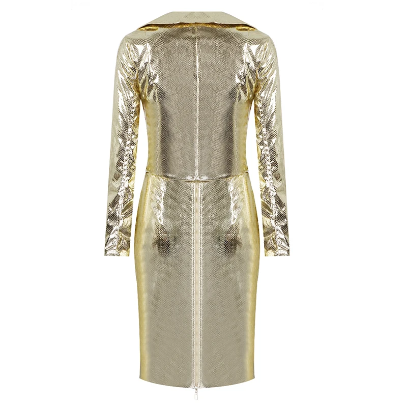 Top Quality Fashion Gold 2 Pieces Set Bodycon Dress Club Party Bodycon Dress  (8)