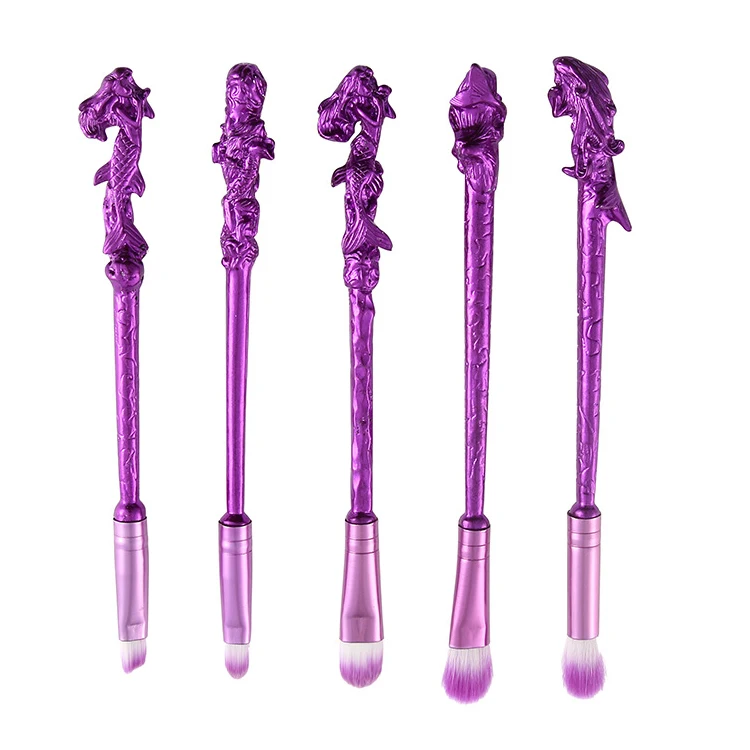 

Yansh Mermaid Makeup Brushes 5pcs/set Fish Make Up brushes Set Eyebrow Eyeshadow Makeup Brush Set
