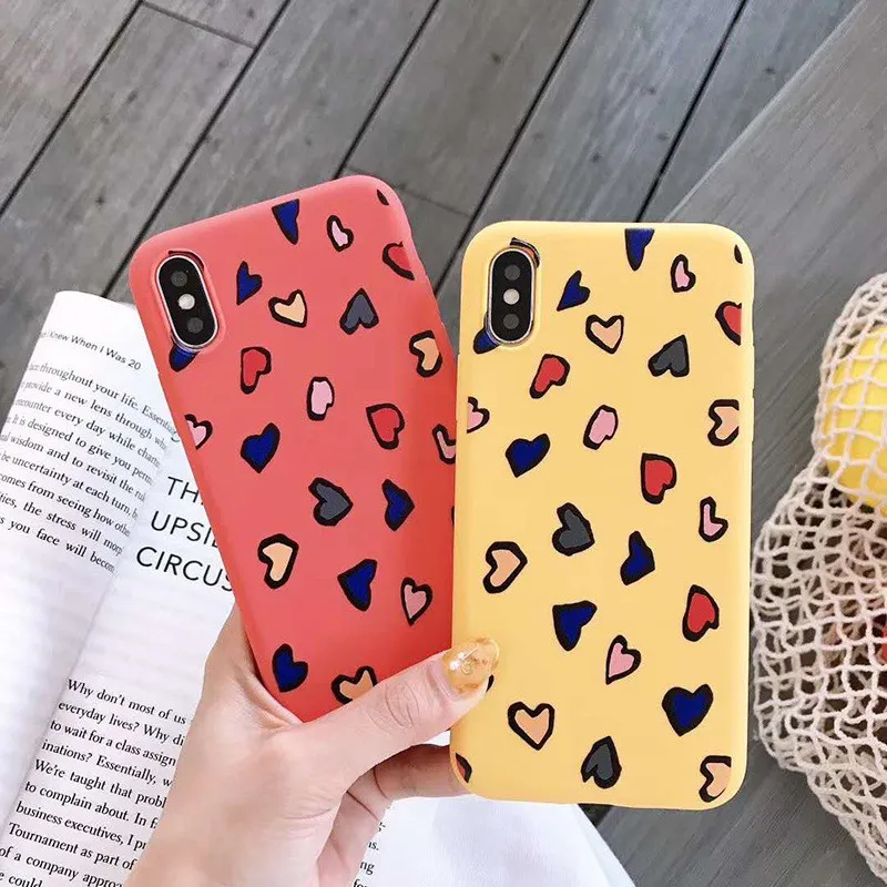 

JAMULAR Colorful Lover Heart Leopard Print Phone Case For iPhone XR XS MAX X 7 8 6 6s Plus Retro Soft Silicone Back Cover Fundas