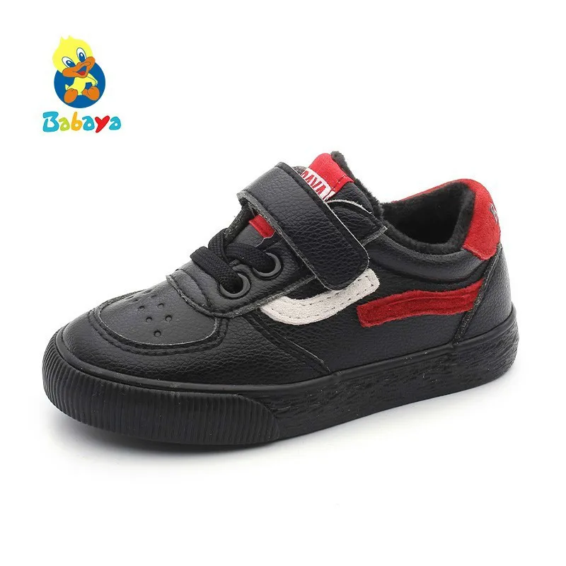 

Artificial leather Children's Shoes 2018 New Children Cotton-padded Shoes Increase Down Casual Shoes Keep Warm
