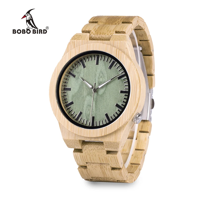 BOBO BIRD M006 Mens Top Brand Design Green Wood Dial Full Bamboo Wooden Quartz Watches Japan 2035 Miyota Movement OEM BOBO BIRD M006 Mens Top Brand Design Green Wood Dial Full Bamboo Wooden Quartz Watches Japan 2035 Miyota Movement OEM