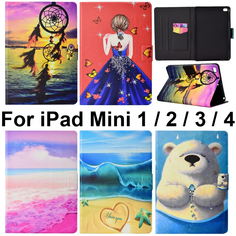 Чехол для iPad Mini 4 Mini4 iPadmini2 mini 3 чехол с карманом карты сумка iPadmini + девушка мишка
