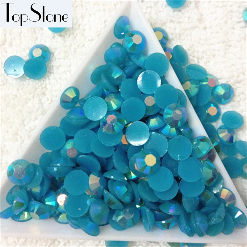 TopStone желе AB цвета смолы эпоксидные плоские с оборота каменные бусины 14 граней машинная резка дизайн ногтей драгоценные камни Размер 3 мм 4 мм 5 мм 6 мм - Цвет: J8 Jelly blue zircon