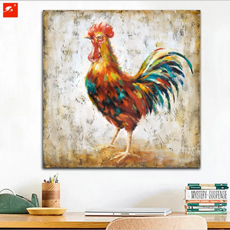 2016 Confetti Rooster Chicken Wall Art Oil Painting Canvas Prints Big