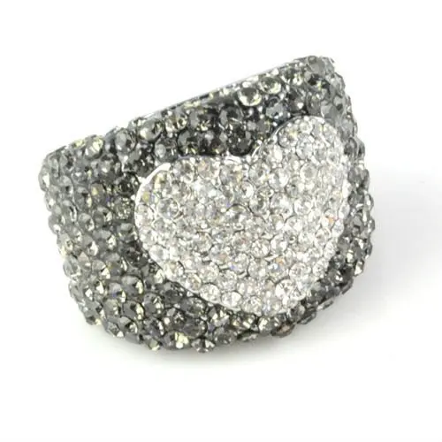 

Vintage jewelry Love ring for Men /Women Heart Rhinestone Wedding Chunky Style gray fringe rings for her gift , RN-572A