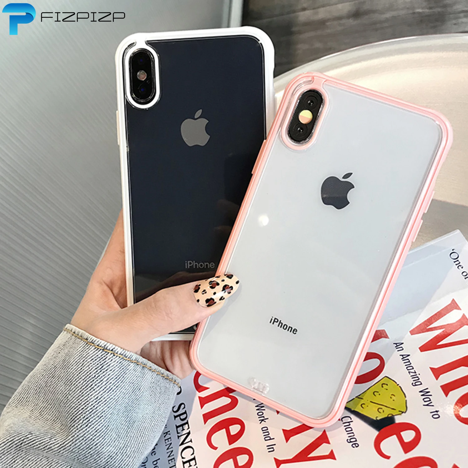 

Acrylic Back Soft TPU edge Case for iPhone XS Max XR X 7 8 Plus 6 6s Plus Case Shockproof Fashion Silicone Case PC Transparent