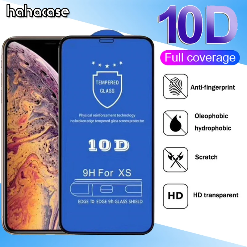 

100pcs 10D Curved Full Tempered Glass Screen Protector For iPhone 11 Pro Max XS XR X 8 7 6 6S Plus 9H Anti-fingerprint Guard