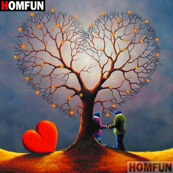 

HOMFUN Full Square/Round Drill 5D DIY Diamond Painting "Tree couple heart" 3D Diamond Embroidery Cross Stitch Home Decor A19207
