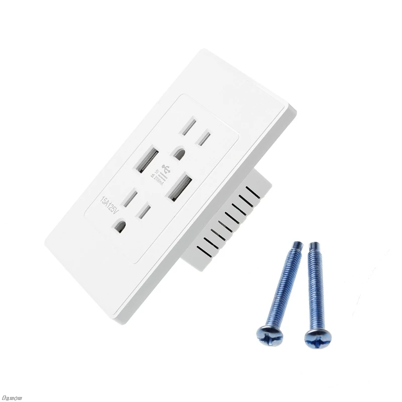 

High Speed Wall Socket US Plug Dual USB Port Charger Outlet Resistant AC Plate Panel Damom