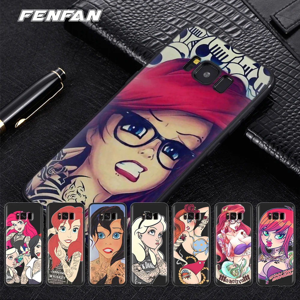 

Tattoo Princess for 2019 new coque Samsung Galaxy S10 case for Samsung Galaxy S7 Edge S8 Plus S9 S10 Plus S10e case