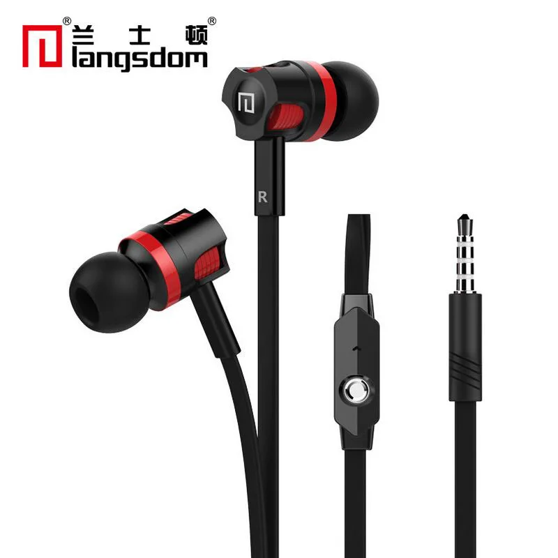 20pcs/lot Wholesale Langsdom JM26 Earphone 3.5mm Noodles Wired Earphone