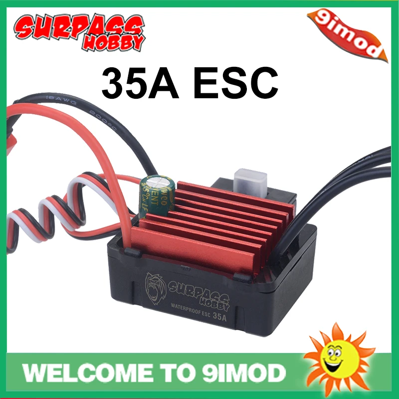 SURPASSHOBBY KK 35A ESC Waterproof Electric Speed Controller for RC 1//16 1//14 RC Car 2838 2845 Brushless Motor